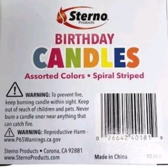 NIB Sterno Birthday candles, bulk 12/36 count boxes, multi-color spiral striped - Picture 12 of 12